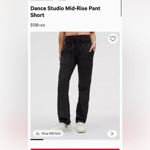 Lululemon Dance Studio Mid-Rise Pant Short, black size 8